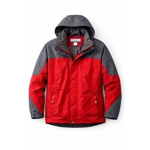 Columbia Mens XL Hooded Ski Jacket Red Gray‎ Waterproof Winter Coat